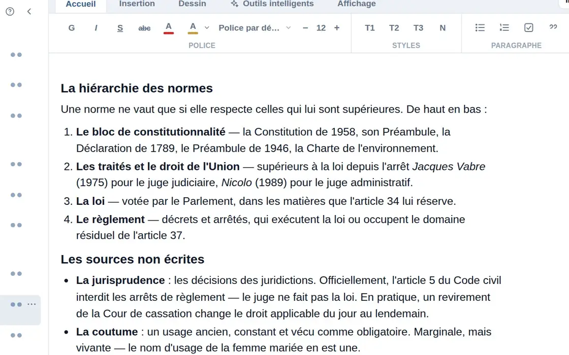 Schématiser dans Notorga — La hiérarchie des normes, en pyramide.